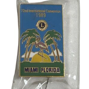 Lions Club Lapel Pin 72th International 1989 Convention Miami NOS Vintage